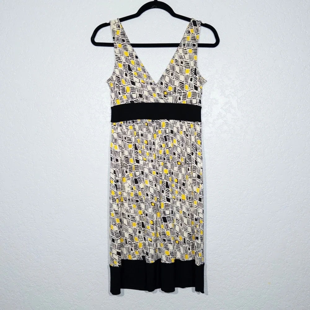 Diane Von Furstenberg Black‎ & Yellow Ophelia Silk Mini Dress Size 4